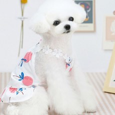 Pettti 花朵細肩帶水果狗狗背心, 粉紅色