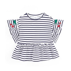 andiapple 女童櫻桃點綴條紋T恤
