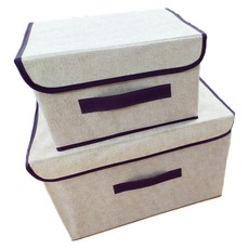 可折疊布藝小物收納盒 2件組, 混合顏色, 1套