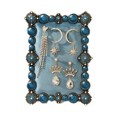 復古閃亮耳環框 藍色 S, 1個