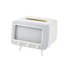 Living Warm 單人用餐用TV造型衛生紙盒 手機支架, 白色, 1個