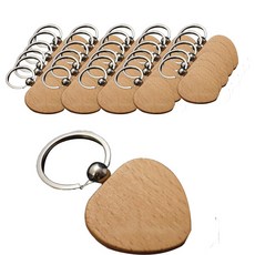 愛心眼雷射愛心木質鑰匙圈, 鎳, 50個