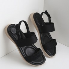 JACK&JILL 女款厚底緩震涼鞋 JB1365, 黑色, 245