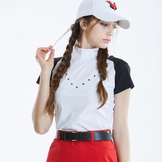 NEVERMINDALL 女式 Julia V 型剪裁高領高爾夫 T恤
