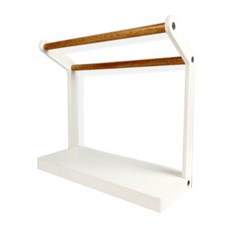 Misonamu迷你蒼蠅木質抹布晾乾架, 白色的, 1個