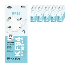 todbi 防黃塵KF-94口罩 L號 白色, 白色包裝款, 100片, 1組