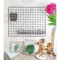 東方風情 北歐金屬網格板 55 x 44 cm + 託盤 2入 10 x 10 x 10 cm, 1套, 黑色