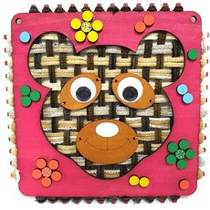 襪圈工藝角色杯墊組, 1套, 熊