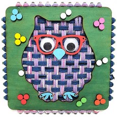 襪圈工藝角色杯墊組, 1套, 貓頭鷹