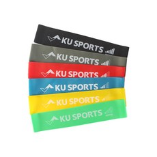 KU sports 拉伸乳膠彈力帶 6 件套, 綠、黃、藍、紅、灰、黑