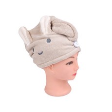 頂級 TCR 蓬鬆兔乾髮帽, 卡其色, 1個