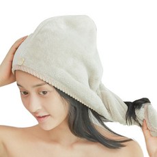 頂級 TCR 泰迪熊超細纖維乾髮帽, 卡其色, 1個