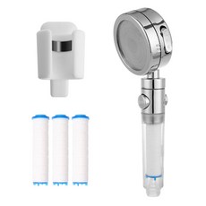 Pure Stop 4段淨水過濾蓮蓬頭+環形支架 白色+濾芯 3入, 1套