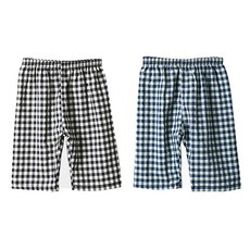 Carry Lucy 兒童用無螢光紗染細格紋八分睡褲2件組