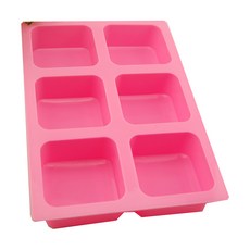 圓角方形6格矽膠肥皂模具 加大, 單色