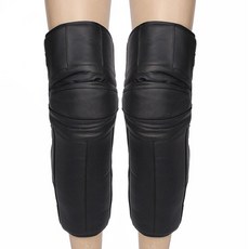 가죽 방한 오토바이 무릎 보호대 2p 세트 50cm, 블랙, 1세트