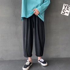 페이퍼먼츠 남성용 캐주얼 데일리 편한 루즈핏 와이드핏 9부 배기 팬츠 13818