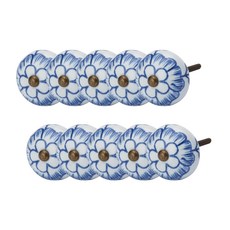 藍色沙龍花朵家具把手+配件 Knob-100, 10個