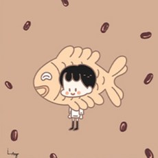 위모던 이아리 일러스트 액자 캔버스 아트 겨울 간식 붕어빵