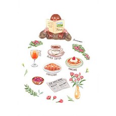 WEMODERN 插畫海報 玉桂麵包 On the table, 白色