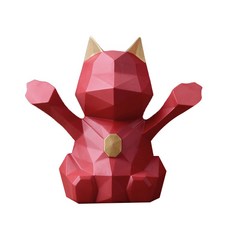 High Five 貓咪存錢筒 S, 紅色, 1個