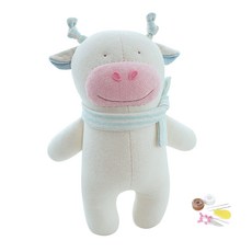 Ongari DIY乳牛安撫娃娃材料包 藍色+縫紉工具, 男女通用