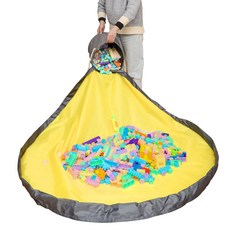 BEAUAMIKID 積木收納籃 灰色+圓形遊戲墊 黃色, 混色, 1組