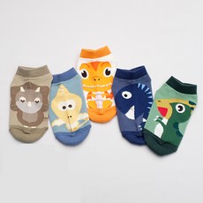 위삭스앤파파맘 아동용 공룡 쥬라기 발목 양말 5켤레