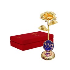 드림로즈 조화 24K금장미 블루받침 비쥬화병 + 케이스 + 보증서 세트, 혼합색상, 1개