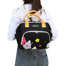 JH Company 花朵印花2way手提包, 黑色