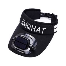 USB太陽能充電風扇帽 KMQHAT, 黑色
