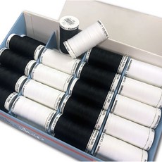 Gütermann Polysa 素色縫紉專用線組 2款 24入, 黑+白, 250m