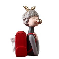 泡泡女孩面紙盒擺飾, 紅色的, 1個