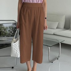 Paperments 女款日常休閒復古棉麻九分寬褲