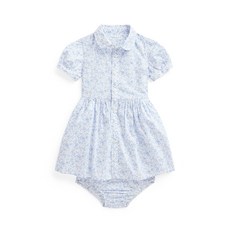 RALPH LAUREN 拉夫勞倫 POLO 幼兒花卉錨棉襯衫裙