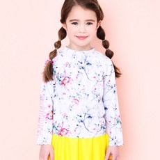 andiapple 女童海灘花朵防曬泳衣泳帽組