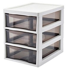 辦公室收納盒 基本款, 3層, 灰色 + 透明