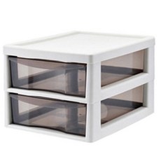 辦公室收納盒 基本, 2段, 灰色+透明