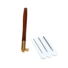 조립식 가죽용 바늘손잡이 다크브라운 + 바늘 3종 세트, 1세트