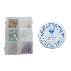 Angongsa THE BEADS 水晶原石淡雅灰串珠DIY套組 + 0.4mm彈力線組合, 混合色, 1套