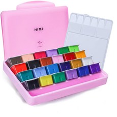 MIYA 水彩顏料 30ml+粉色收納盒+調色盤, 24個
