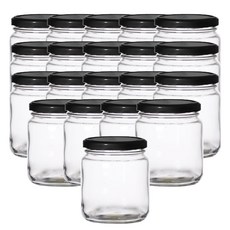 圓形辣椒醬玻璃儲存瓶 黑色 100*115mm 20入, 700毫升, 1個