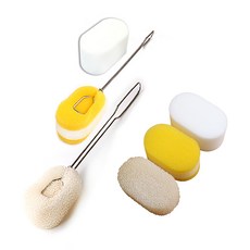 hibee 不鏽鋼手柄全套組 1入 + 3種補充海綿 1入, 混色, 1套