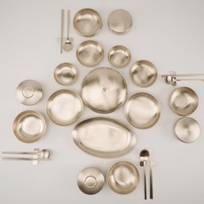 Not-Bi-Chae 高級豪華4人宴會餐具組, 單色, 14種餐具