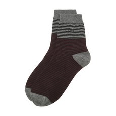 DAKS 條紋厚領休閒襪 DGSS1E208, 炭灰色