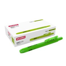 MORRIS JUST CLICK 按壓式螢光筆 S, 黃綠色, 12個