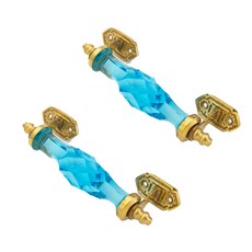 엔틱스타일 핸드메이드 크리스탈 손잡이 문고리 블루 15cm, 2개