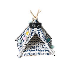 Soul Pet 寵物印地安帳篷 + 坐墊, 藍色葉子