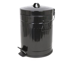 靜音踩踏式垃圾桶 8L, 黑色, 1入