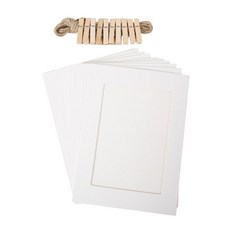 Superssam 紙相框 10入 + 麻繩 2m + 木夾 10入 套組, 白色